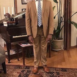 Tan Alain Dupetit Suit Jacket and Pants
